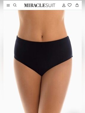 NWT Miraclesuit Black Jersey Classic Brief Swim Bottom Size 14